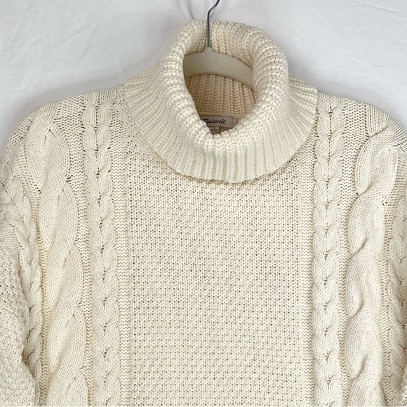 Madewell Cable Turtleneck Sweater Sz L Cream - Picture 6 of 15